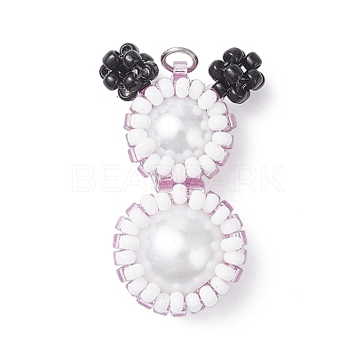 Glass Seed Beaded Snowman Pendants PALLOY-MZ00888-1