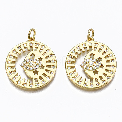 5Pcs Brass Micro Pave Clear Cubic Zirconia Pendants ZIRC-SZ0002-36-1