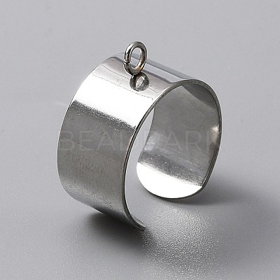 304 Stainless Steel Open Cuff Finger Ring Components STAS-WH0029-40B-P-1