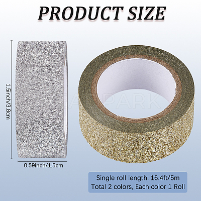 2 Roll 2 Colors Glitter Adhesive Plastic Tapes DIY-CP0011-85-1