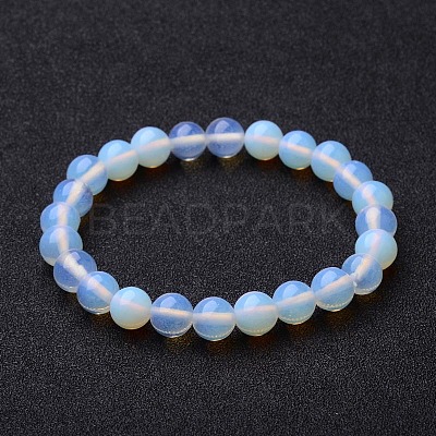 Opal Round Beaded Stretch Bracelets BJEW-F203-01-1