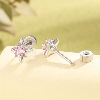 Brass Pave Cubic Zirconia Star Cartilage Earrings FS-WGEAB67-02-1