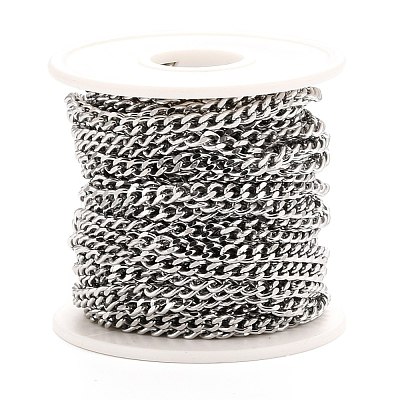 Tarnish Resistant 304 Stainless Steel Cuban Link Chains CHS-K016-03B-P-1