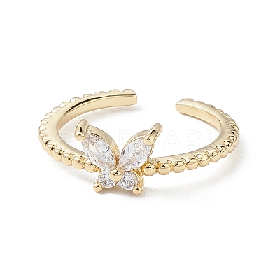 Butterfly Clear Cubic Zirconia Cuff Ring RJEW-M146-12G-1
