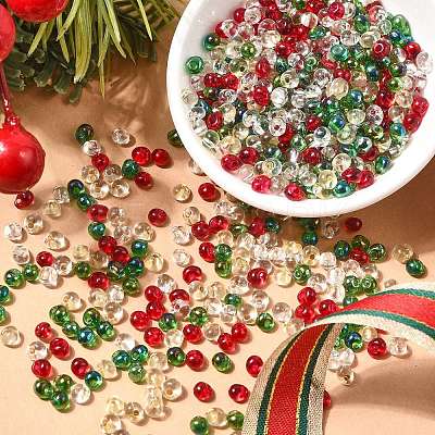 4 Colors Christmas 6/0 Transparent Fringe Glass Seed Beads SEED-X0058-11-1