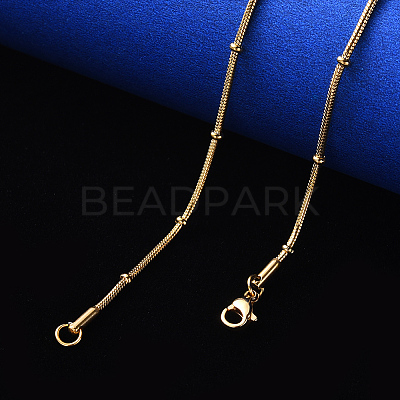 PVD Vacuum Plating 304 Stainless Steel Round Snake Chain Necklace NJEW-S420-009A-G-1
