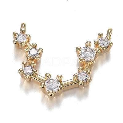 Brass Micro Clear Cubic Zirconia Charms ZIRC-F120-019G-12-1