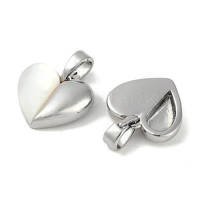 Brass Pave Natural Shell Heart Charms KK-P283-07P-1