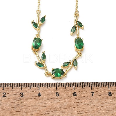 Brass Pave Cubic Zirconia Rose Flower Link Cable Chain Necklaces for Women NJEW-C121-05B-08G-1