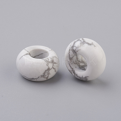 Natural Howlite European Beads G-G740-14x8mm-07-1