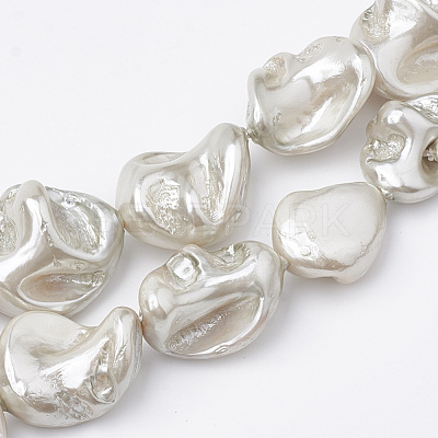 Shell Pearl Beads Strands X-BSHE-Q031-15G-1