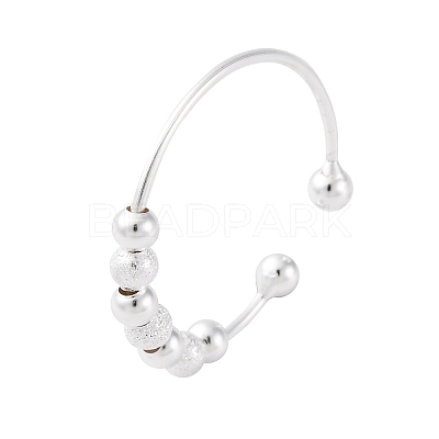 Rotatable 925 Sterling Silver Open Cuff Rings RJEW-S624-06S-1