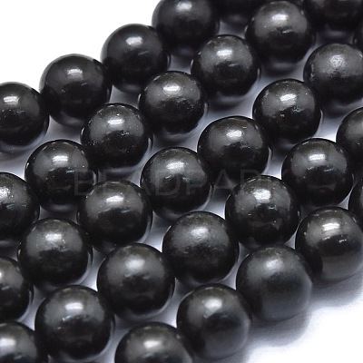 Natural Shungite Beads Strands G-M353-A04-8mm-1