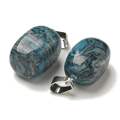 Natural Blue Agate(Dyed & Heated) Pendants G-Z067-03P-07-1