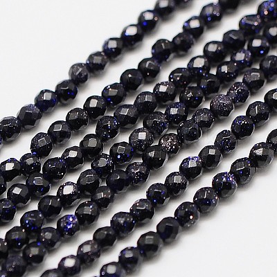 Synthetic Blue Goldstone Beads Strands X-G-A129-3mm-G03-1