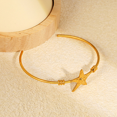 Ocean 304 Stainless Steel Starfish Open Cuff Bangles for Women WG4B16C-01-1