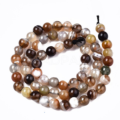 Natural Striped Agate/Banded Agate Beads Strands G-T131-34B-1