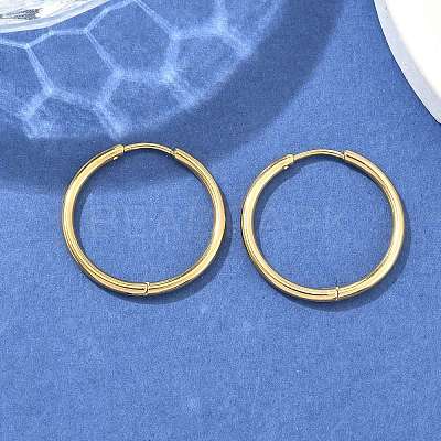Ion Plating(IP) 304 Stainless Steel Huggie Hoop Earrings EJEW-F111A-25mm-G-1