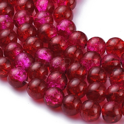 Crackle Glass Beads Strands X-CCG-Q002-8mm-08-1