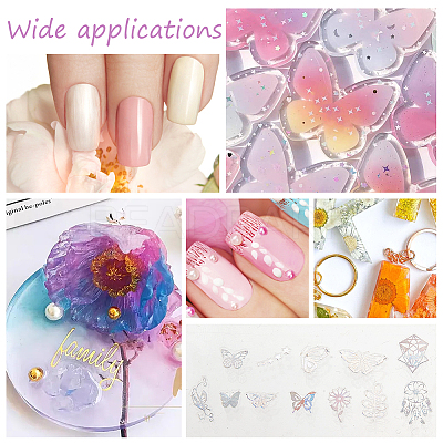 9 Sheets 9 Colors Laser Silver Nail Decals Stickers MRMJ-OC0003-63-1