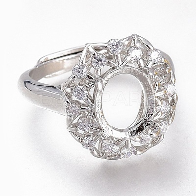 Adjustable Brass Micro Pave Clear Cubic Zirconia Finger Ring Components ZIRC-I049-19P-1