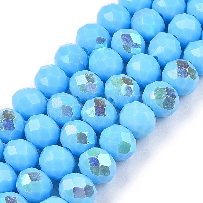 Electroplate Opaque Solid Color Glass Beads Strands EGLA-A044-P8mm-L08-1