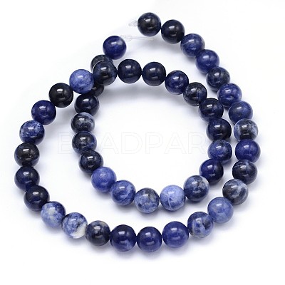 Round Natural Sodalite Beads Strands G-F222-39-12mm-1