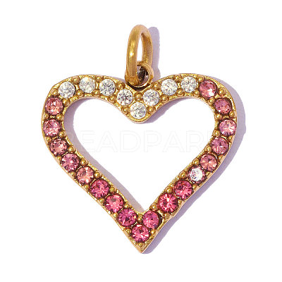 304 Stainless Steel with Rhinestone Charms RB-OY001-34G-01-1