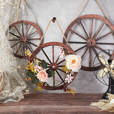 Natural Wood Hanging Wall Decorations Set HJEW-WH0047-22-1