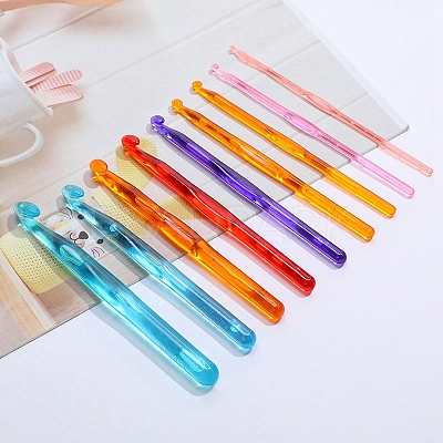 Transparent Plastic Crochet Hooks Needles SENE-PW0003-096-1