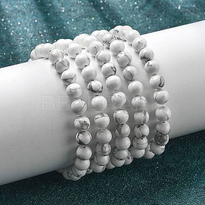 Natural Howlite Beaded Stretch Bracelets BJEW-Q692-42-8mm-1