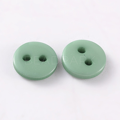 2-Hole Flat Round Resin Sewing Buttons for Costume Design BUTT-E119-14L-12-1