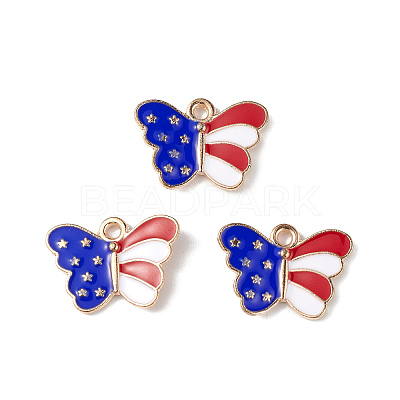 American Flag Style Alloy Enamel Pendants X-ENAM-K067-41-1
