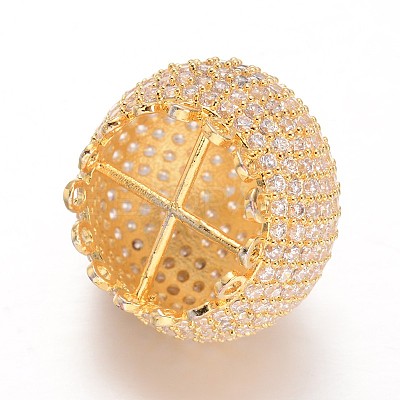 3D Crown Brass Micro Pave Cubic Zirconia Pendants KK-L134-16G-1