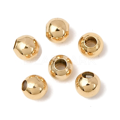Real 24K Gold Plated Brass Round Spacer Beads X-PALLOY-M029-03G-1