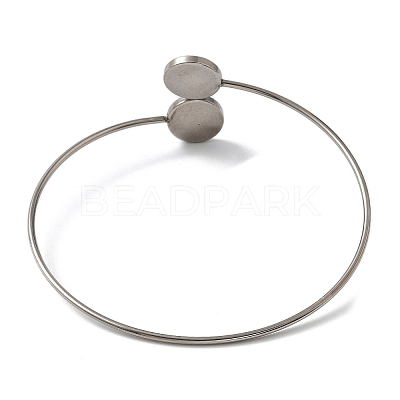 304 Stainless Steel Cuff Blank Bangle Bases with Round Tray STAS-Z088-03B-P-1
