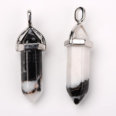 Natural Gemstone Double Terminated Pointed Pendants X-G-F295-04E-1