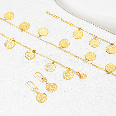 Vintage Brass Coin Charms Necklaces & Earrings Sets for Women UG1537-1
