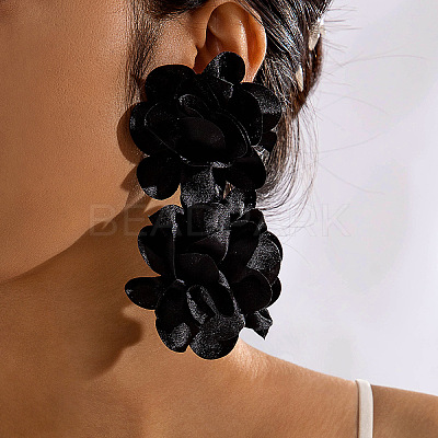 Flower Alloy Cloth Dangle Stud Earrings FS-WGD2E13-02-1