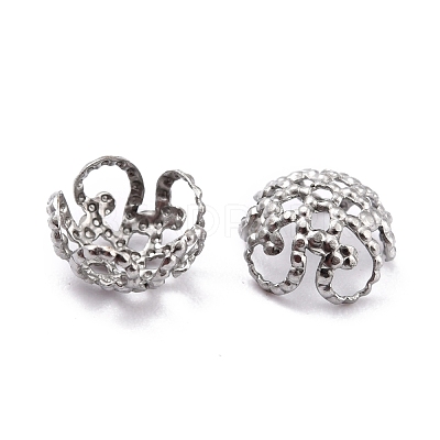 Tarnish Resistant 5-Petal 304 Stainless Steel Bead Caps STAS-M212-03B-1