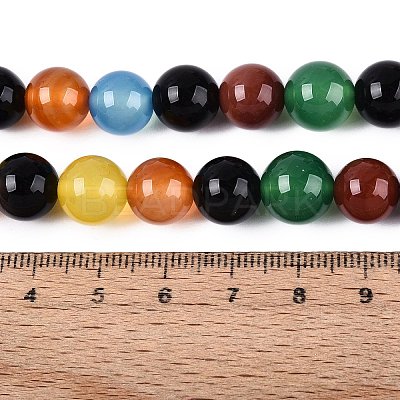 Natural Agate(Dyed & Heated) Beads Strands G-Q604-10MM-01-1