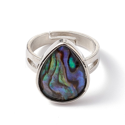 Natural Paua Shell Adjustable Rings RJEW-G260-01P-01-1