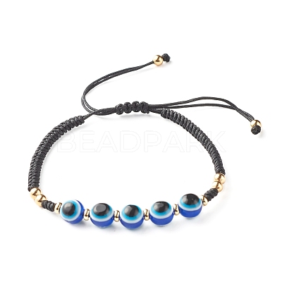 Braided Evil Eye Resin Beads  Bracelets BJEW-JB07011-02-1