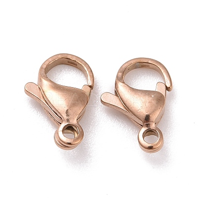 Ion Plating(IP) 304 Stainless Steel Lobster Claw Clasps STAS-H353-F-02RG-1