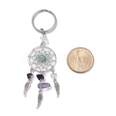 Natural Chip Fluorite & Green Aventurine Keychain KEYC-JKC00119-02-1
