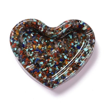 Resin with Natural Mixed Stone Chip Stones Ashtray DJEW-F015-03D-1