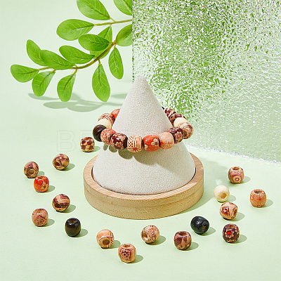 450Pcs 4 Styles Dyed Natural Maple Wood Beads WOOD-DC0001-14-1