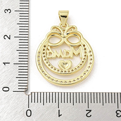Mother's Day Theme Rack Plating Brass Micro Pave Cubic Zirconia Pendants KK-F869-20G-04-1