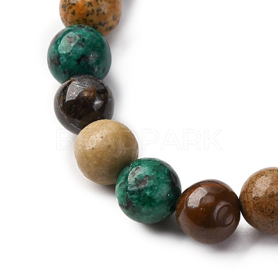 12 Constellations Natural Tiger Eye & Picture Jasper & Agate & Black Onyx Round Beaded Stretch Bracelets for Men Women WGB9E7C-01-1