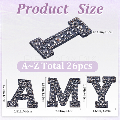 Alphabet Resin Rhinestone Patches DIY-GF0009-18B-1